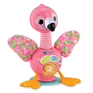 Roze flamingo met een zuignap en stoffen vleugels