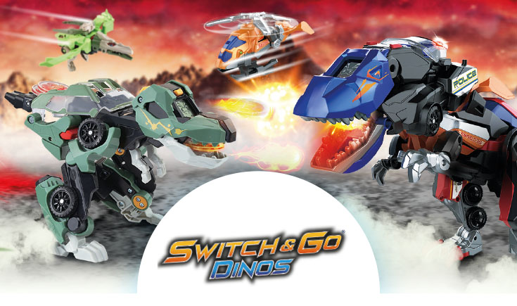 VTECH SWITCH AND GO DINOS LAVA FORCE DEK THE PTERANODON, BONE  PARASAUROLOPHUS, QUIVER STYGIMOLOCH 