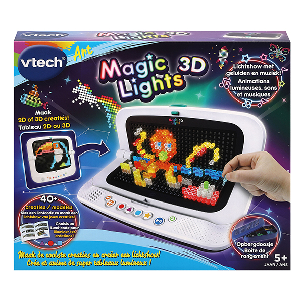 VTech Magic Lights 3D - Educatief Speelgoed - Inclusief 180 Pinnetjes - 6  Kleuren 