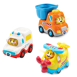 Drie kleurrijke speelgoed auto's voor kinderen